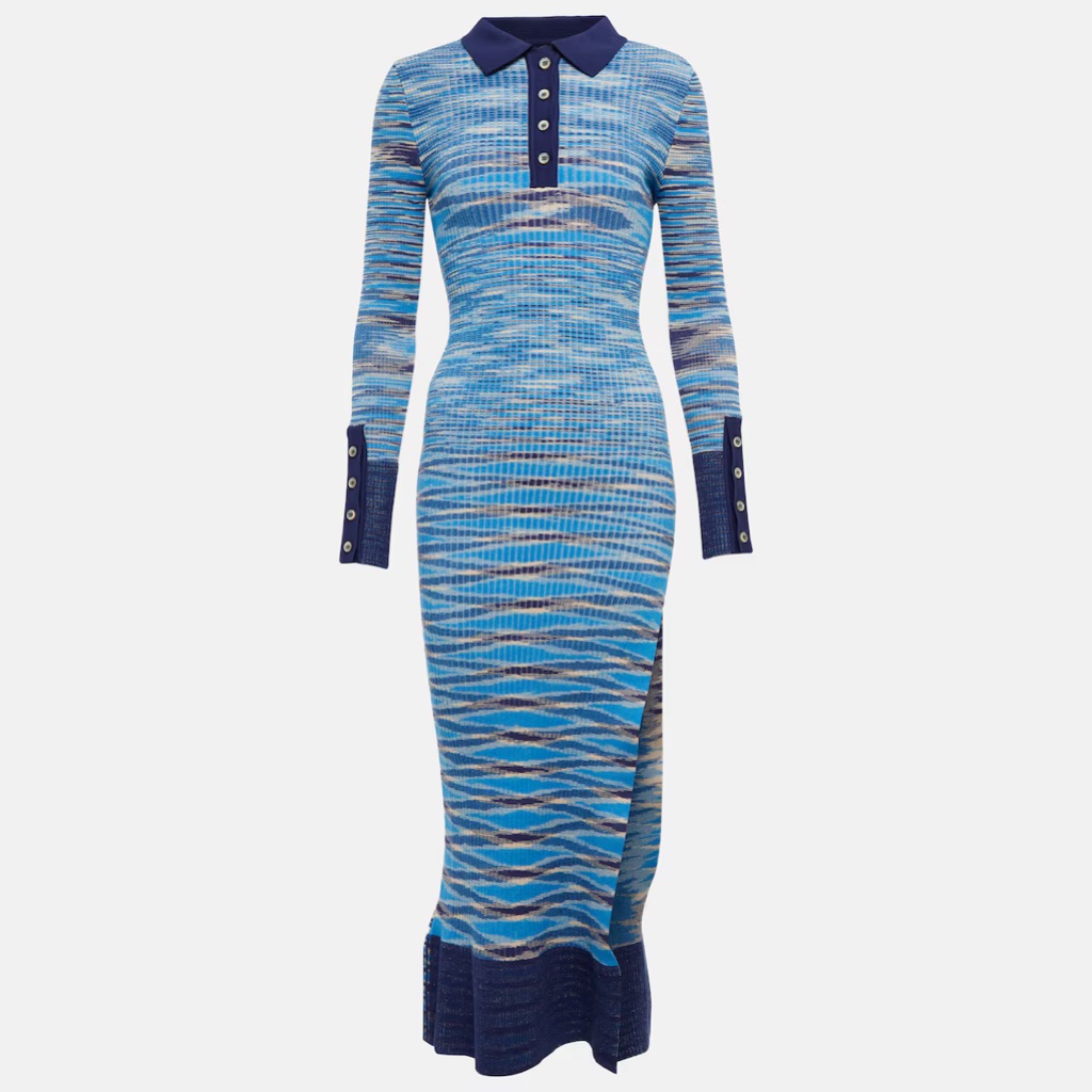 Jacquemus La Robe Zucca Blue Striped Knit Midi Dress Sz 40 | Euc | Worn Once